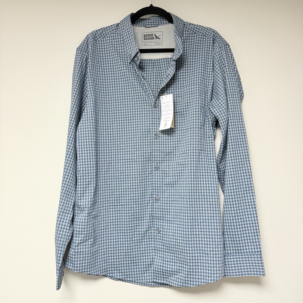 Eddie Bauer Mens Long Sleeve Gingham Button Up Shirt Size Medium